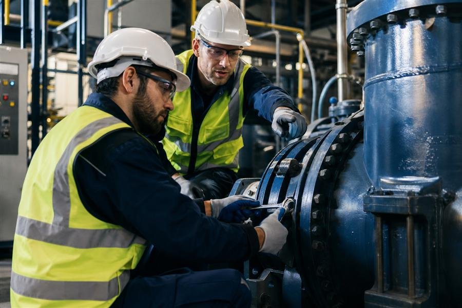 Tecnici Metal Plus durante manutenzione impianti industriali